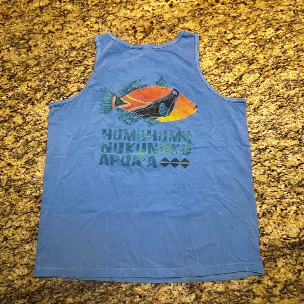 Vintage Crazy Shirts Blue Hawaii Dyed Tank Top Mens Large Blue